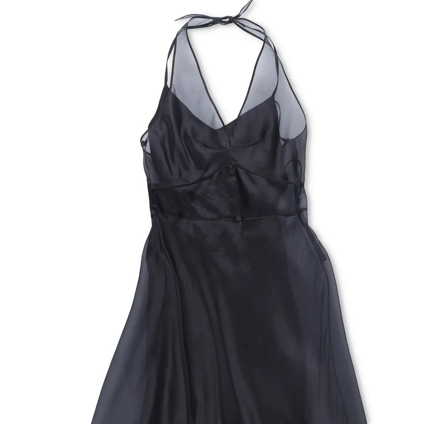 PRADA Womens Midi Dress Halter Neck Tie Sleeveless Re Edition Black 40 RRP 3060 — View 4