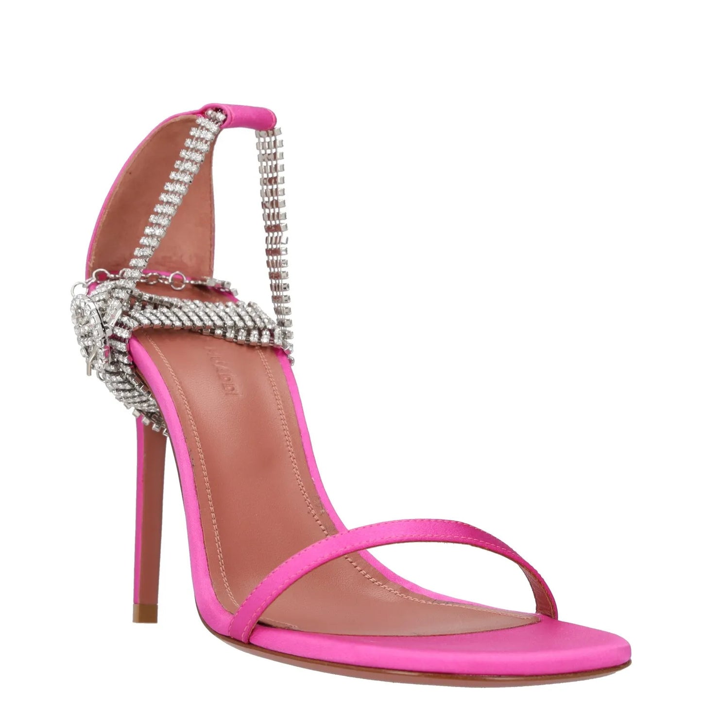 AMINA MUADDI Women Chain Strappy Heels Pink Leather Stiletto Open Toe UK4 RRP600 — View 2