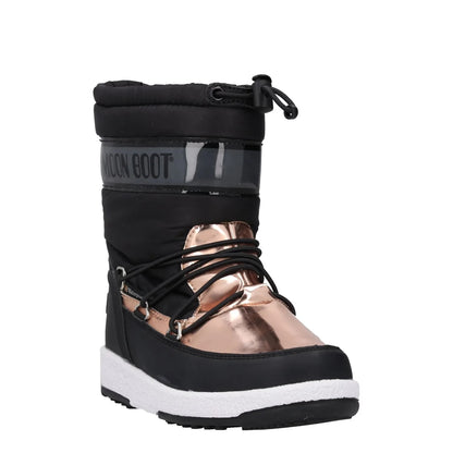 MOONBOOT Womens Mid Calf Snow Boots Drawstring Closure Black Gold UK12.5 RRP 150 — View 2