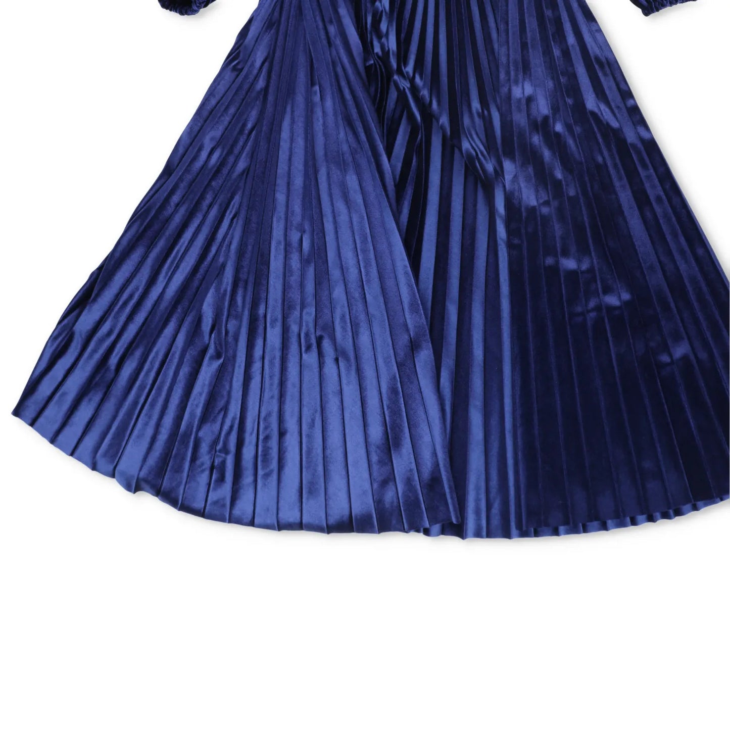 Valentino Womens Midi Dress Blue Velvet Pleated Long Balloon Sleeve XS RRP 1800 — View 5