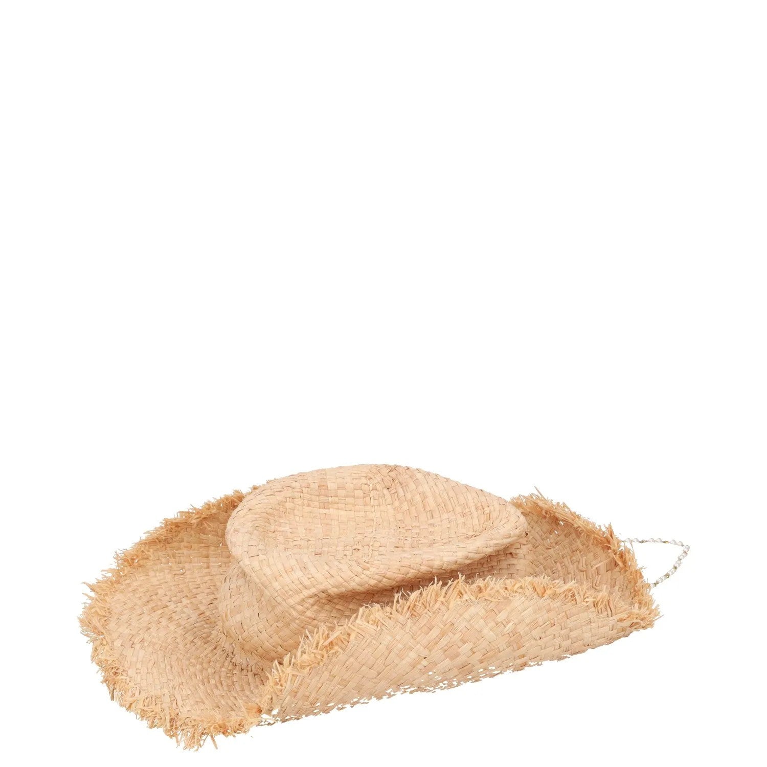 RUSLAN BAGINSKIY Womens Pearl Chain Frayed Fedora Hat Beige Neutrals M RRP 360 — View 6
