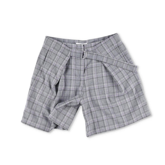 TIBI Womens Plaid Paperbag Shorts Cotton Tie Belt Pleated Front Size 6 RRP 200 — View 2