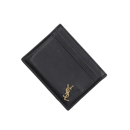 SAINT LAURENT Womens Tiny Monogramme Card Holder Black Gold One Size RRP 190 — View 9