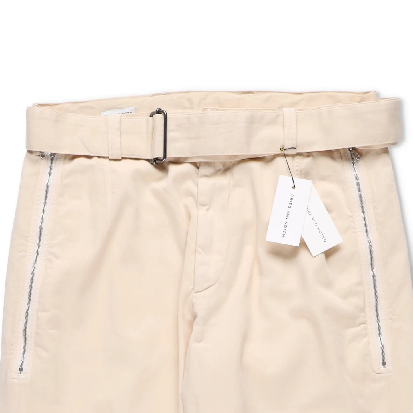 DRIES VAN NOTEN Mens Trousers Cotton Beige Pleated Buckle Size 48 RRP 450 — View 6