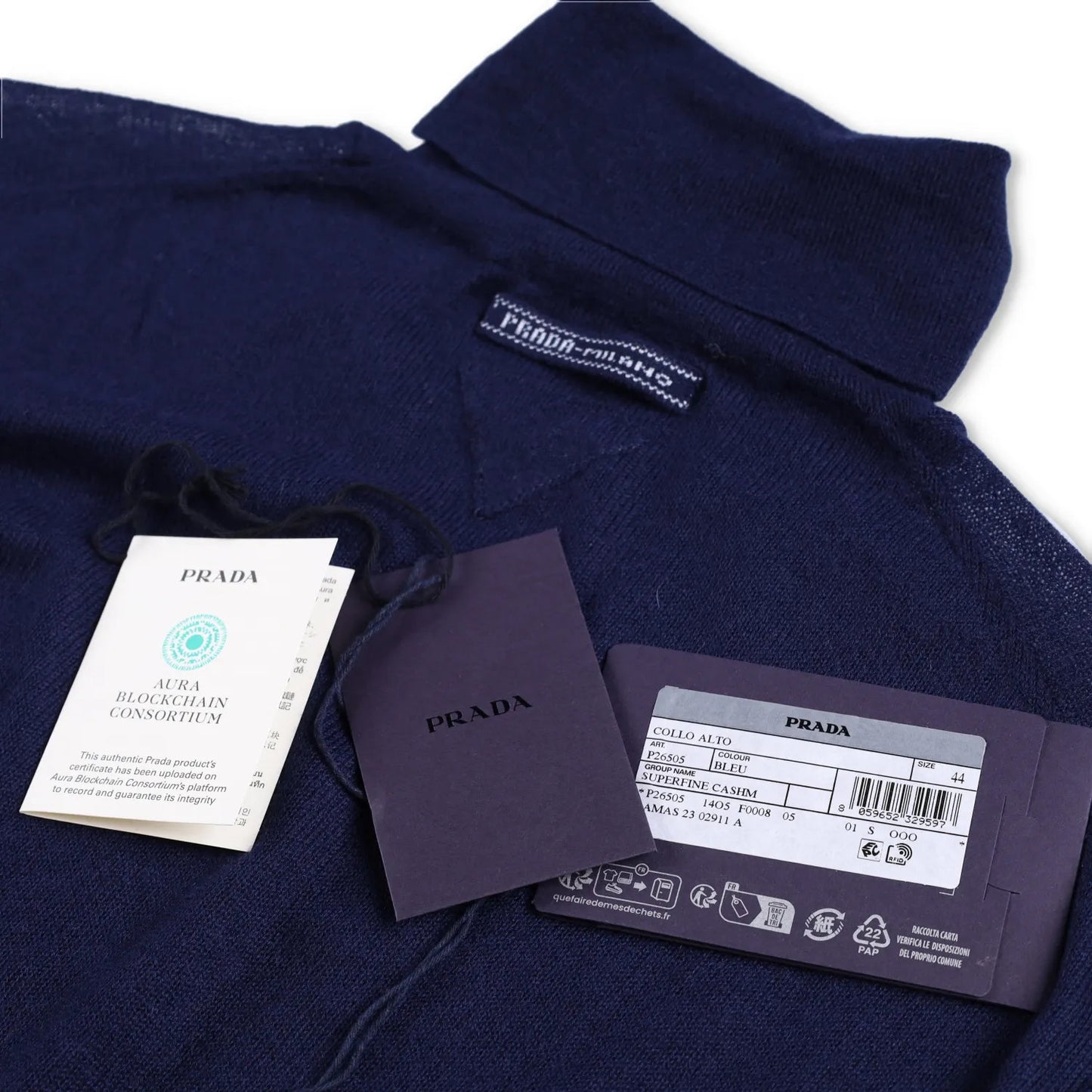 PRADA Womens Jumper High Neck Long Sleeve Pullover Sweatshirt Blue 44 RRP 1520 — View 6