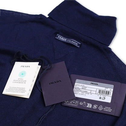PRADA Womens Jumper High Neck Long Sleeve Pullover Sweatshirt Blue 44 RRP 1520 — View 6