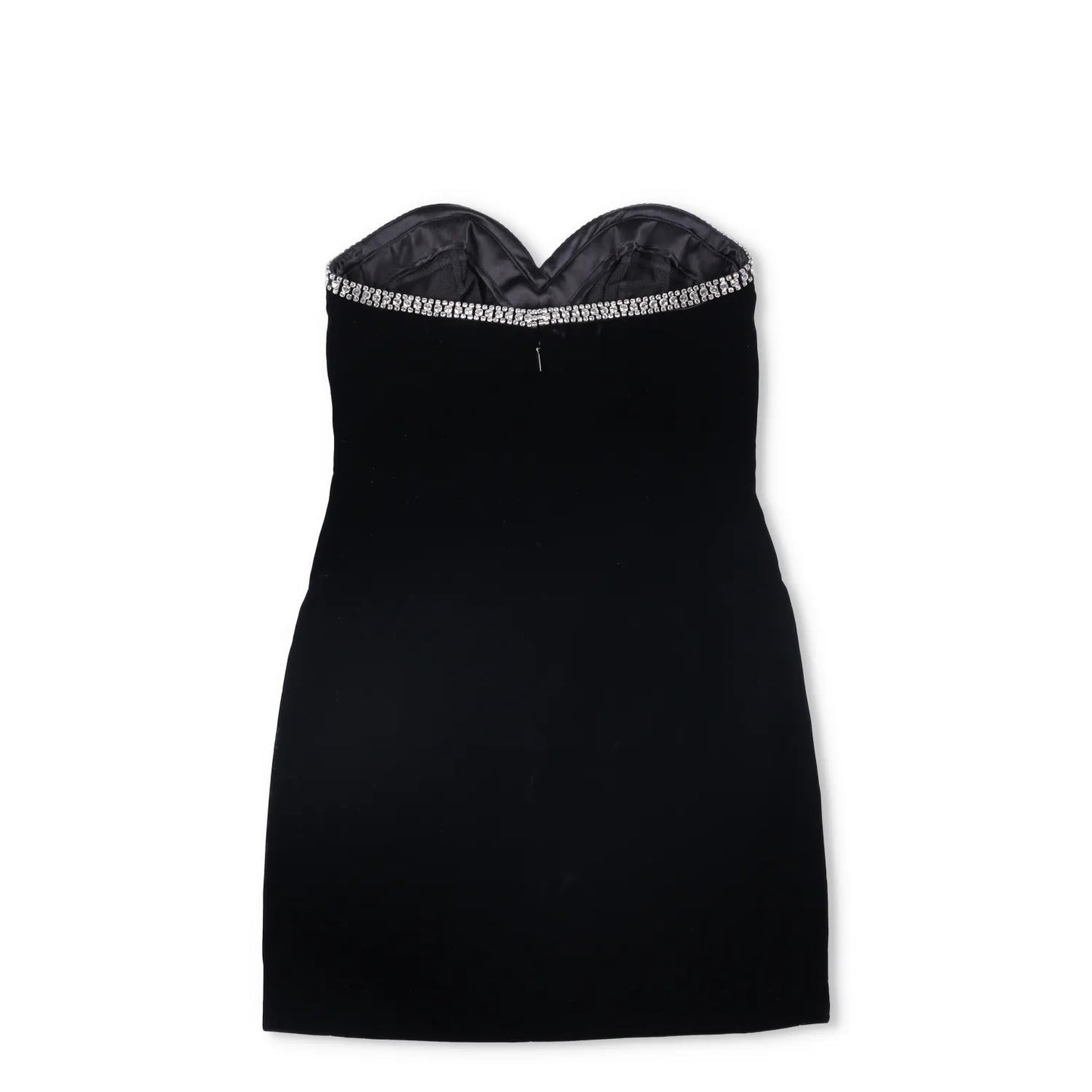 SAINT LAURENT Womens Dress Mini Black Sweetheart Neck Diamante Velvet 34 RRP2840 — View 5