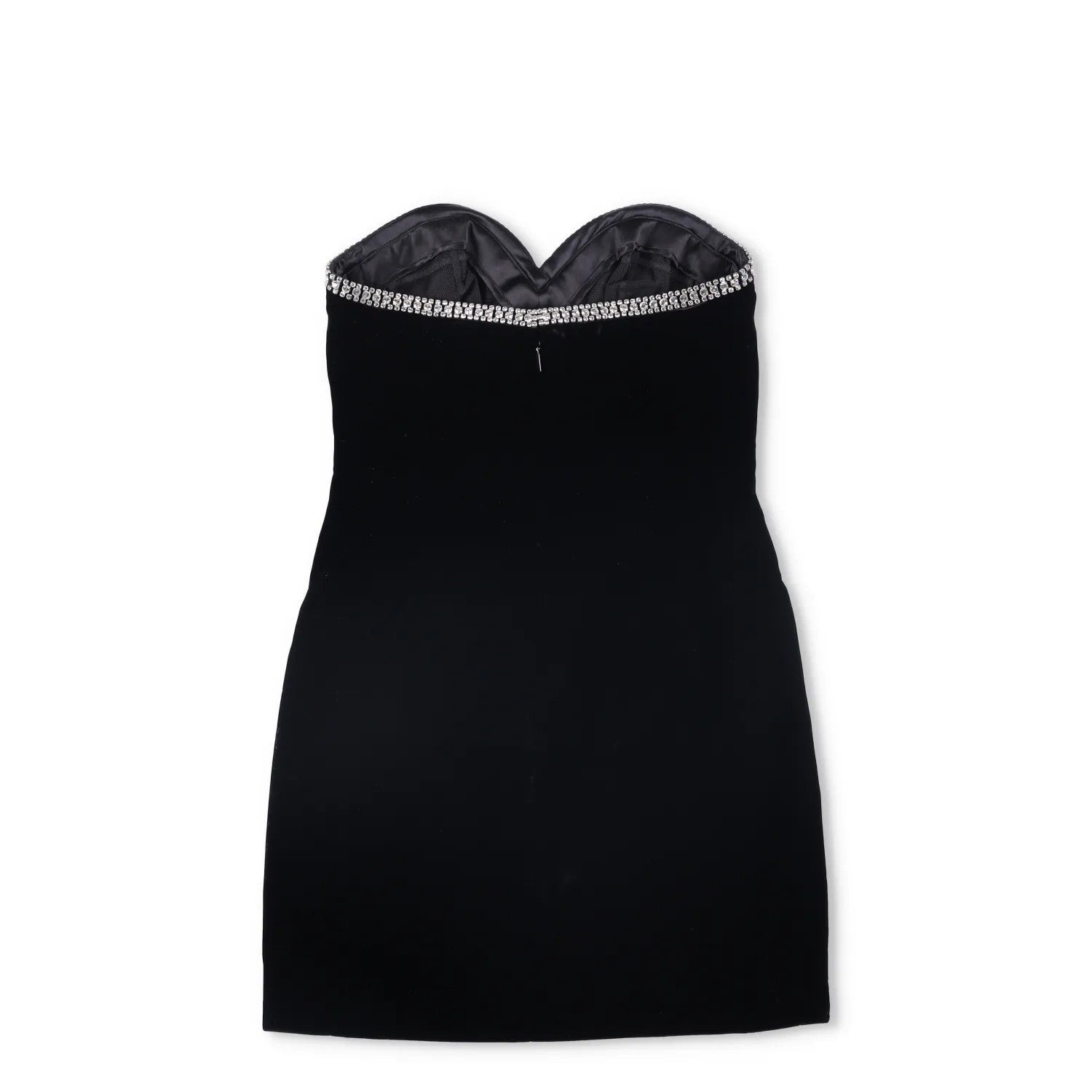 SAINT LAURENT Womens Dress Mini Black Sweetheart Neck Diamante Velvet 34 RRP2840 — View 5