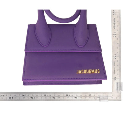 JACQUEMUS Womens Top Handle Bag Purple Leather Flat Closure Gold Accent S RRP450 — View 12
