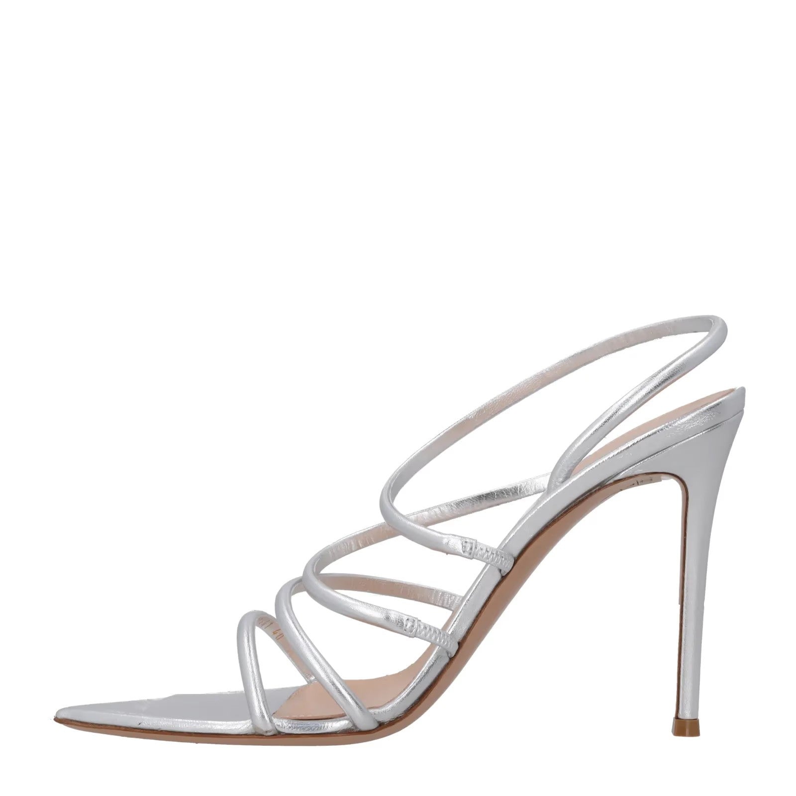 GIANVITO ROSSI Women Ettie 105 Strappy Sandal Silver Slip On Stiletto UK7 RRP756 — View 4