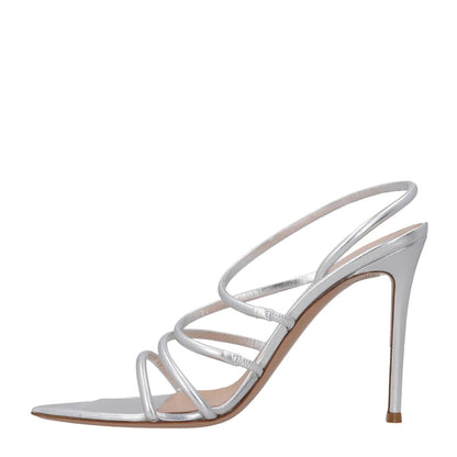 GIANVITO ROSSI Women Ettie 105 Strappy Sandal Silver Slip On Stiletto UK7 RRP756 — View 4