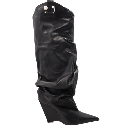 D'ACCORI Womens Arizona Boot 100 Leather Formal Black Wedge Heel EU 39.5 RRP1695