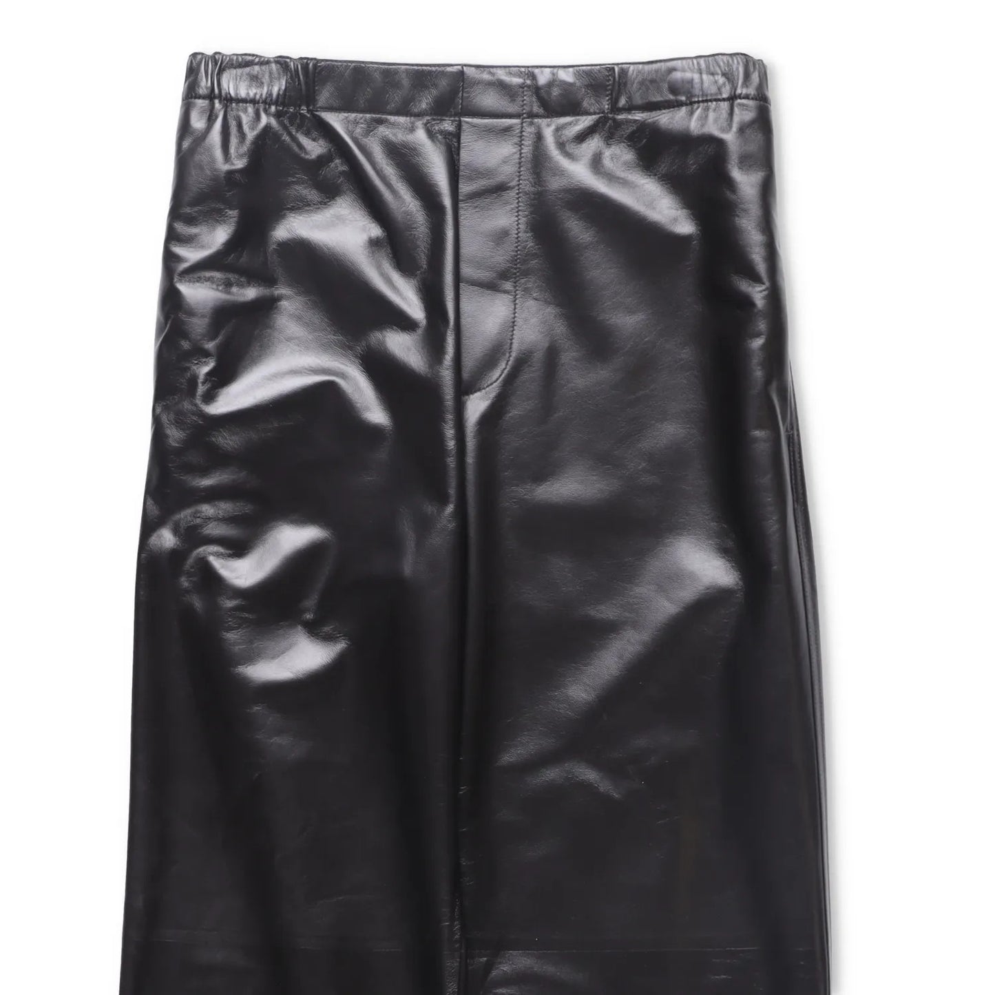 BOTTEGA VENETA Womens Leather Trousers Stretch Waist Straight Green 38 RRP 3682 — View 2