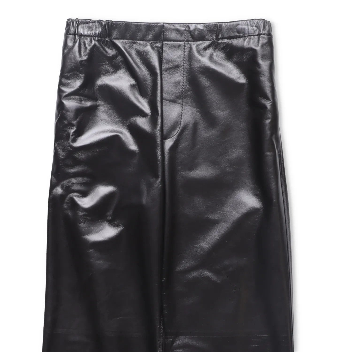 BOTTEGA VENETA Womens Leather Trousers Stretch Waist Straight Green 38 RRP 3682 — View 2