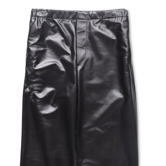 BOTTEGA VENETA Womens Leather Trousers Stretch Waist Straight Green 38 RRP 3682 — View 2
