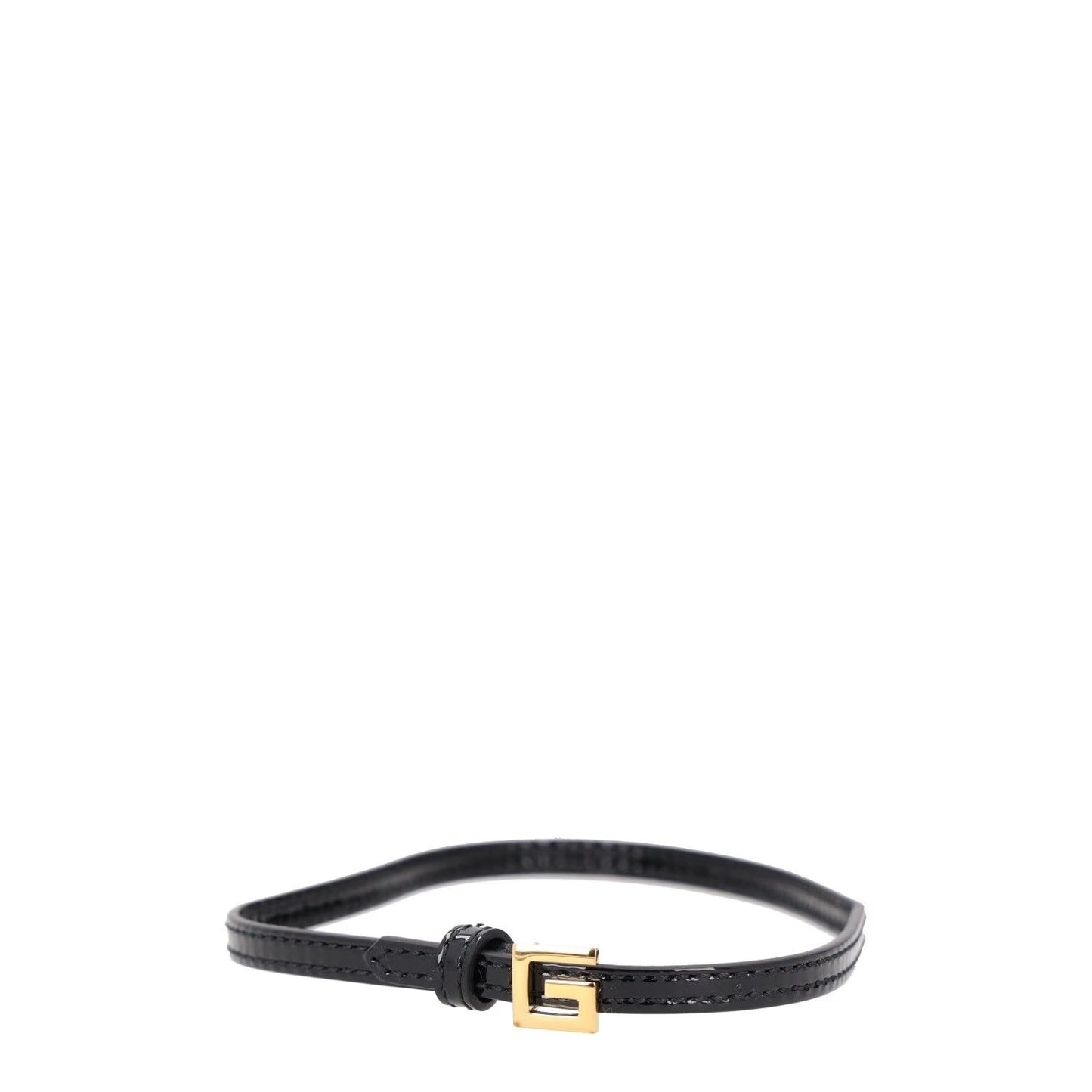 GUCCI Womens Bracelet Black Leather Gold Logo Thin G Logo RRP 225