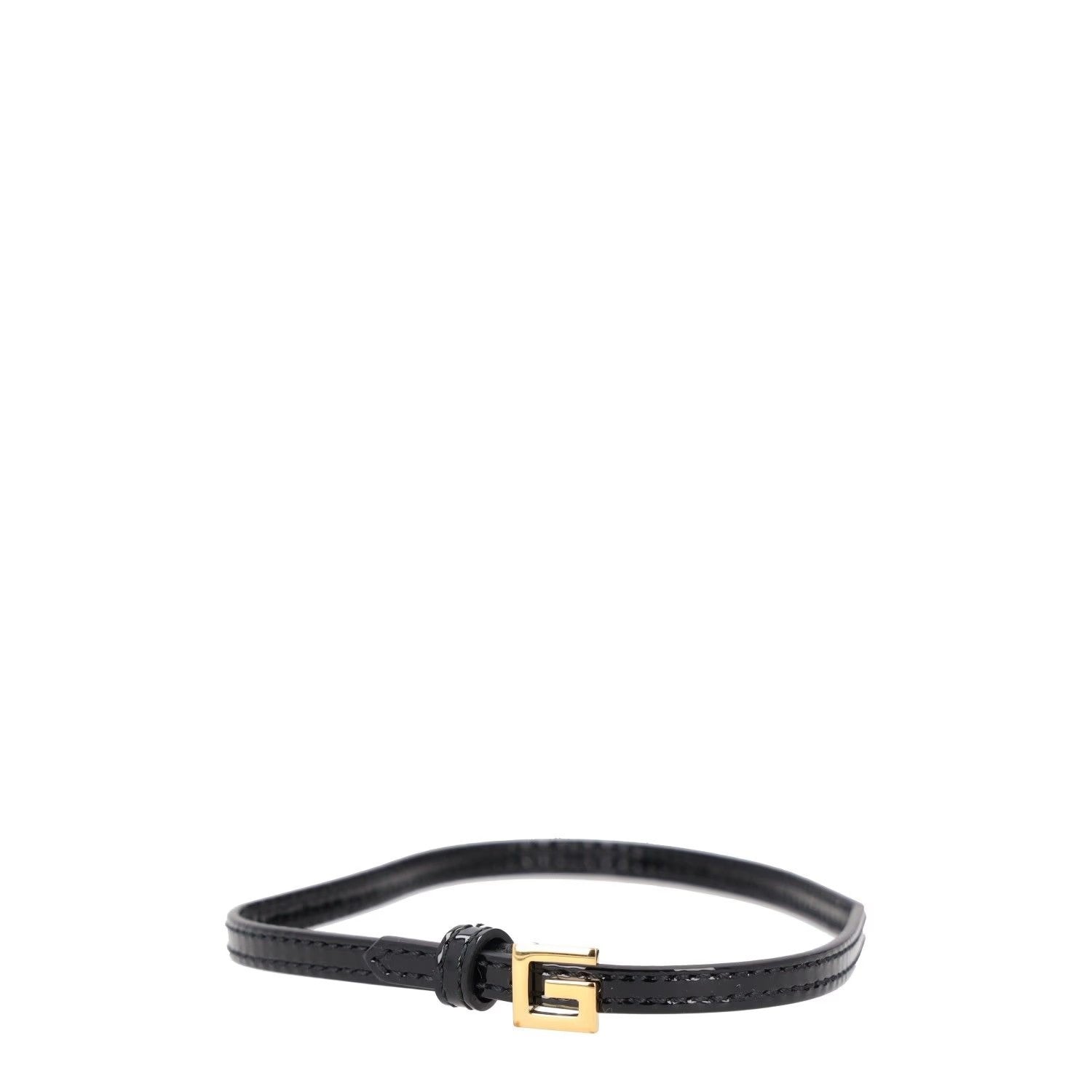 GUCCI Womens Bracelet Black Leather Gold Logo Thin G Logo RRP 225