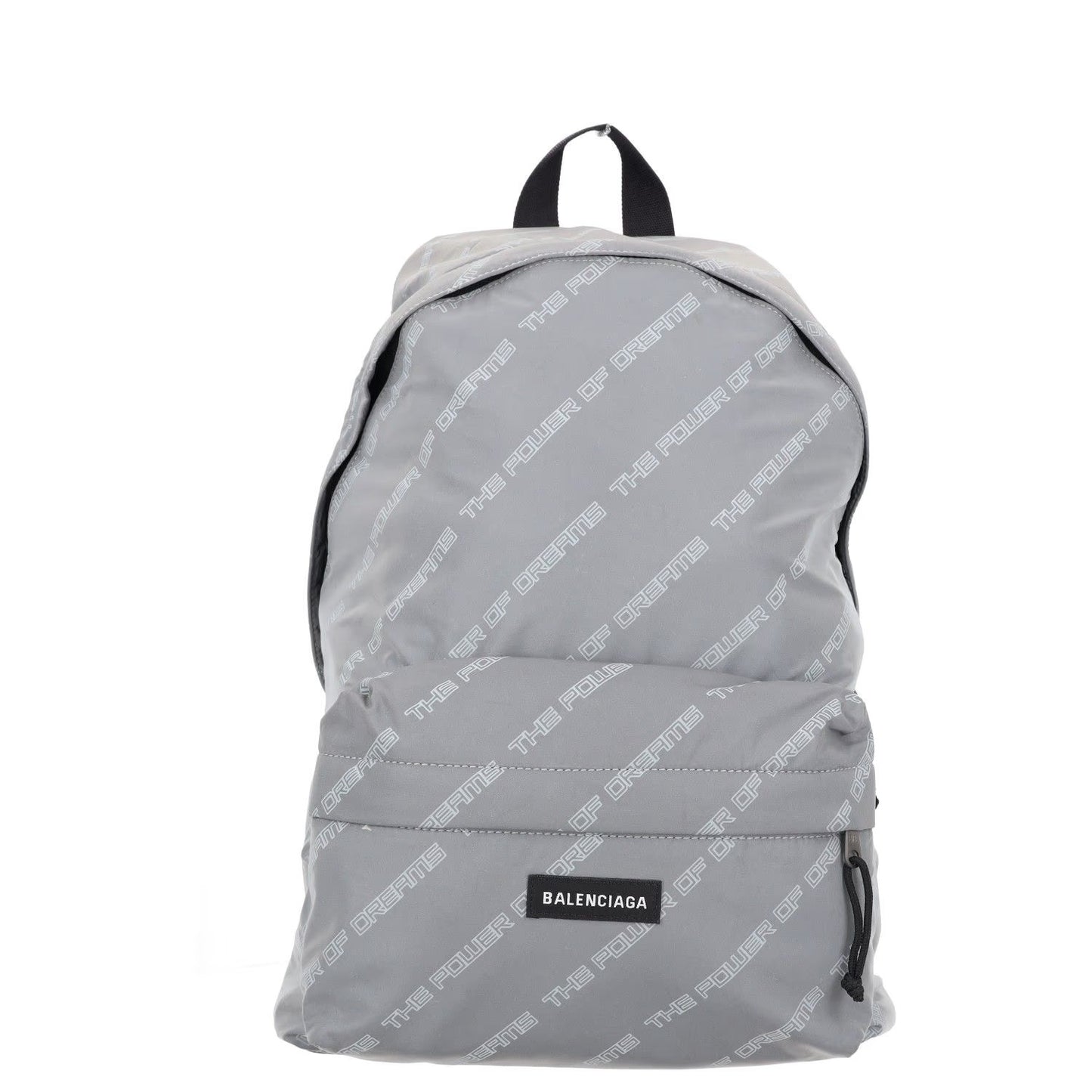 BALENCIAGA Mens Backpack Grey Nylon White All Over Logo Strap Size L RRP 950