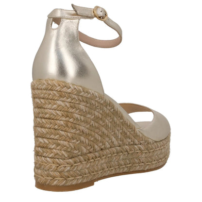 STUART WEITZMAN LADIES Nudistcurve Espadrilles Wedge Leather Gold 41 RRP375 — View 6
