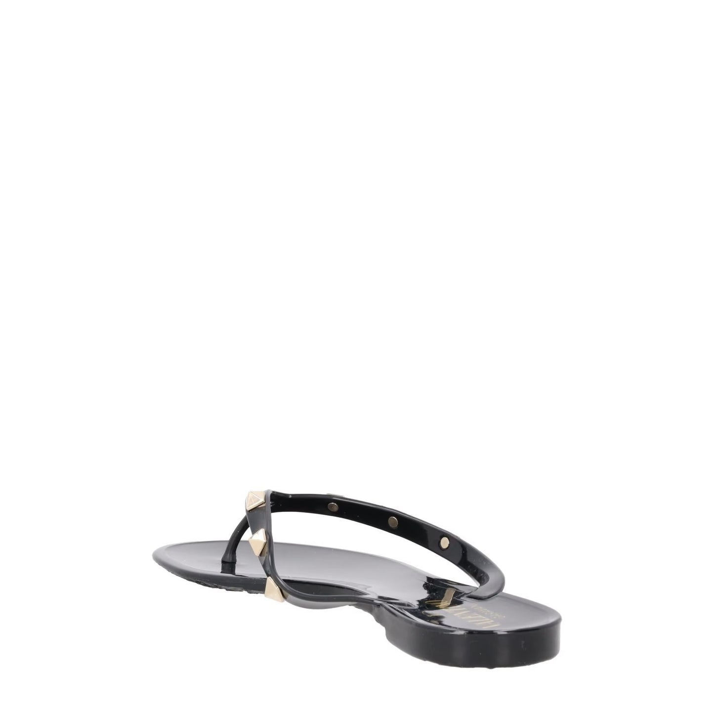 VALENTINO Womens Rockstud Black PVC Flat Sandals Gold Studs Open Toe EU35 RRP380 — View 5