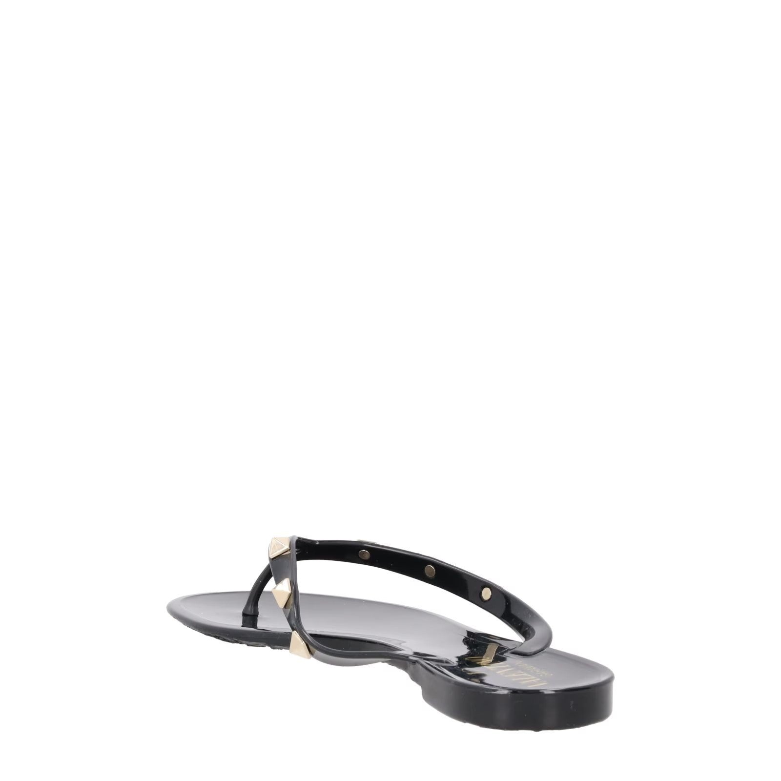VALENTINO Womens Rockstud Black PVC Flat Sandals Gold Studs Open Toe EU35 RRP380 — View 5