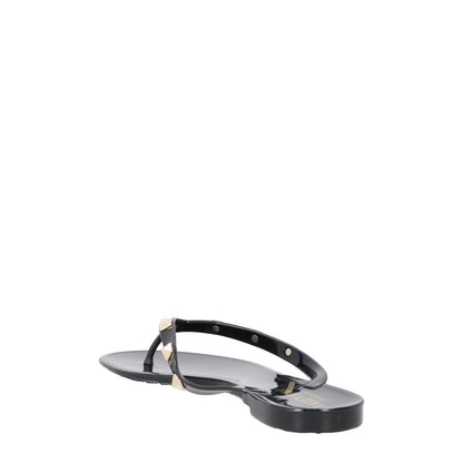 VALENTINO Womens Rockstud Black PVC Flat Sandals Gold Studs Open Toe EU35 RRP380 — View 5
