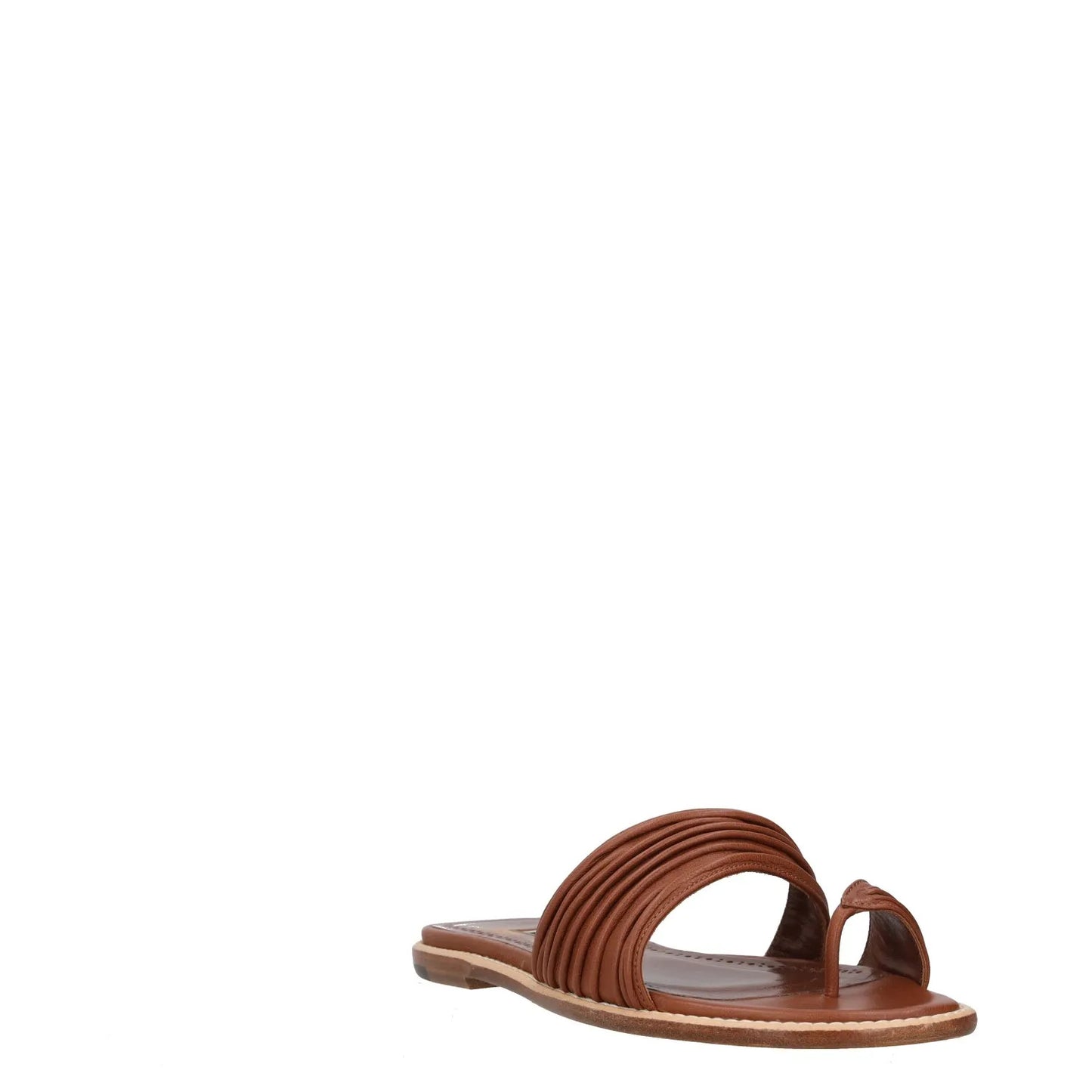 MANOLO BLAHNIK Womens Sandal Brown Leather Slider Open Toe Flat UK 4 RRP 600 — View 2