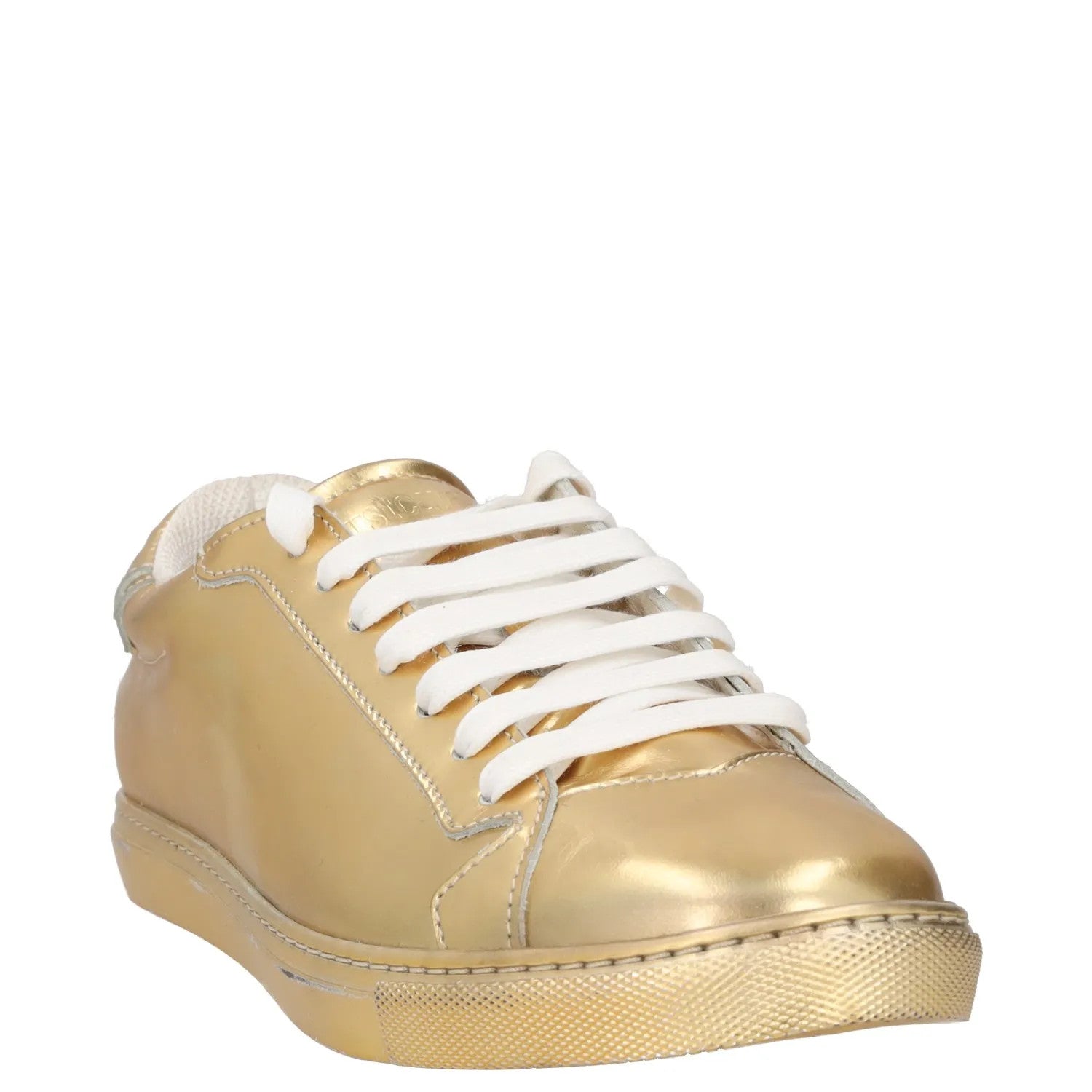 JUST CAVALLI Womens Trainers Gold Leather Low Top Lace Up UK 3 RRP 200 — View 2