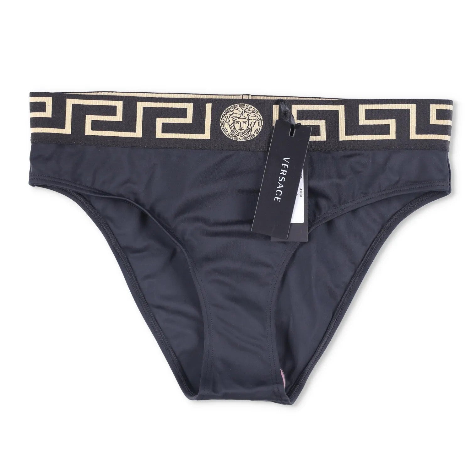 VERSACE Womens Bikini Bottom Logo Elasticated Waist Black Bikini Size 3 RRP 150 — View 5