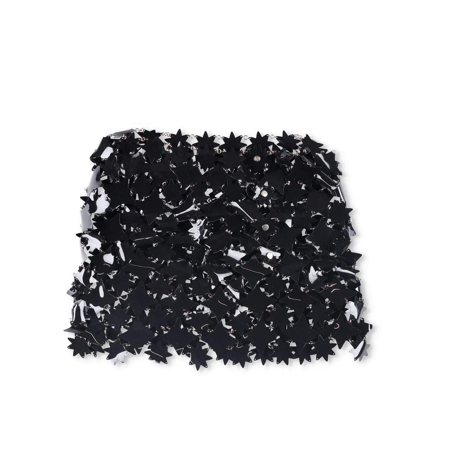 PACO RABANNE Womens Skirt Black Skirt PVC Stars Hook Eye Closure Size 38 RRP1300 — View 6