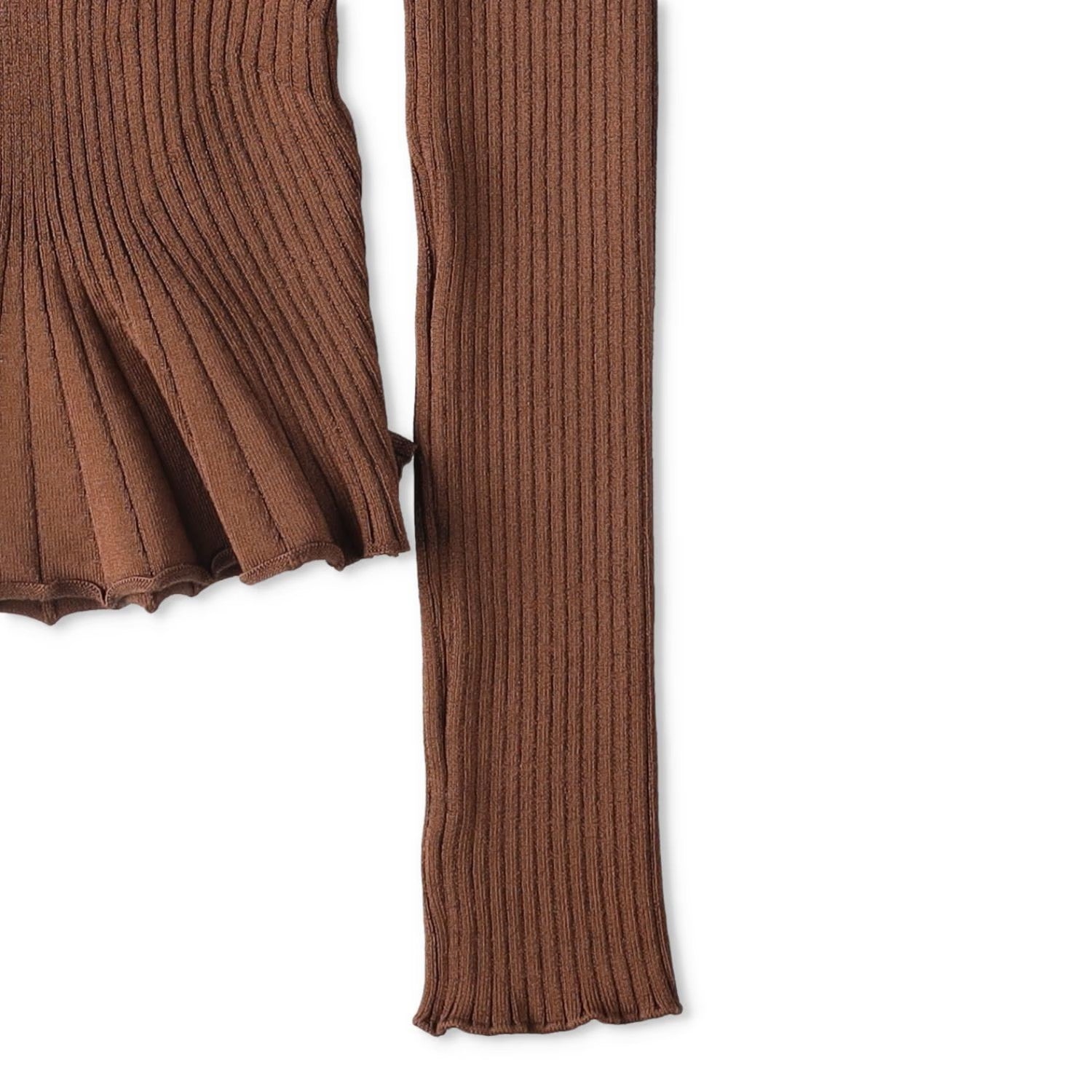 MUGLER Womens Top T-Shirt Low Neck Cropped Long Sleeve Brown Size S RRP 60 — View 7