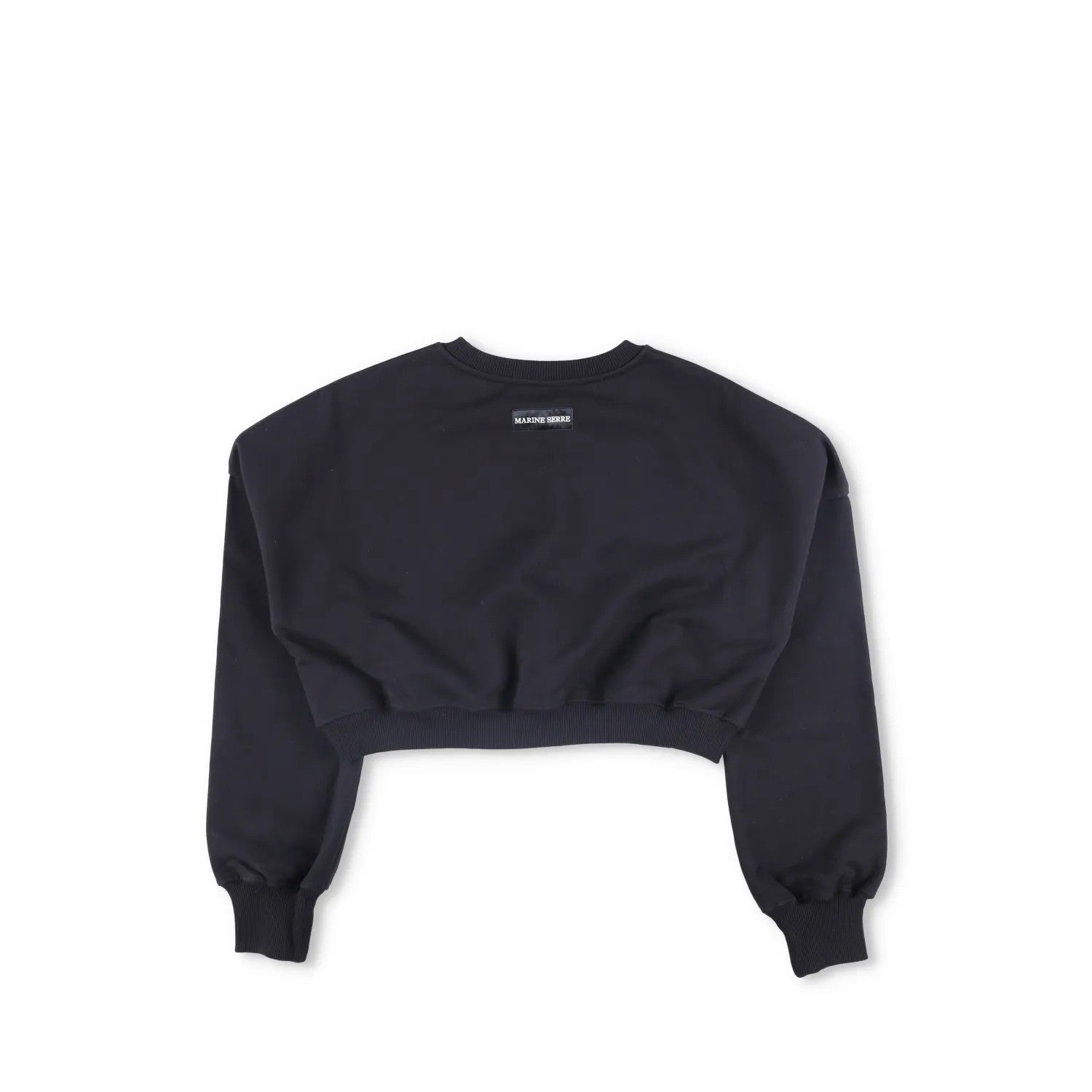 MARINE SERRE Womens Moon Logo Fleece Cropped Sweatshirt Black Pullover L RRP 317 — View 6