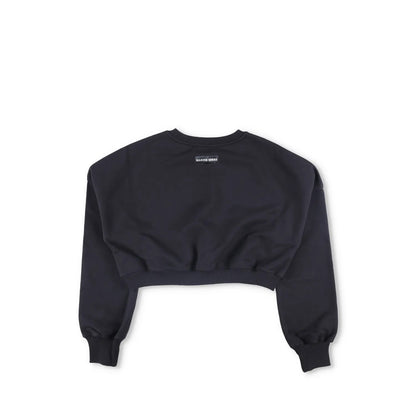 MARINE SERRE Womens Moon Logo Fleece Cropped Sweatshirt Black Pullover L RRP 317 — View 6