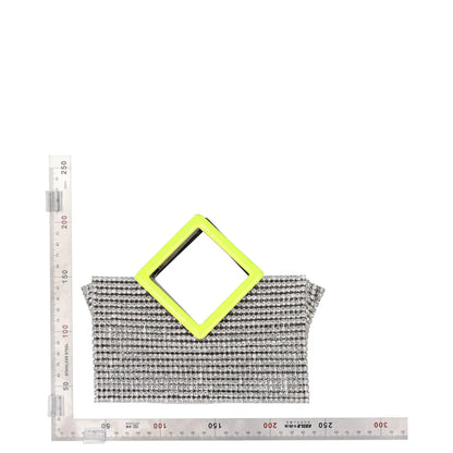L'ALINGI Womens Clutch Handbag Silver Yellow Metal Rhinestones S RRP 700 — View 8