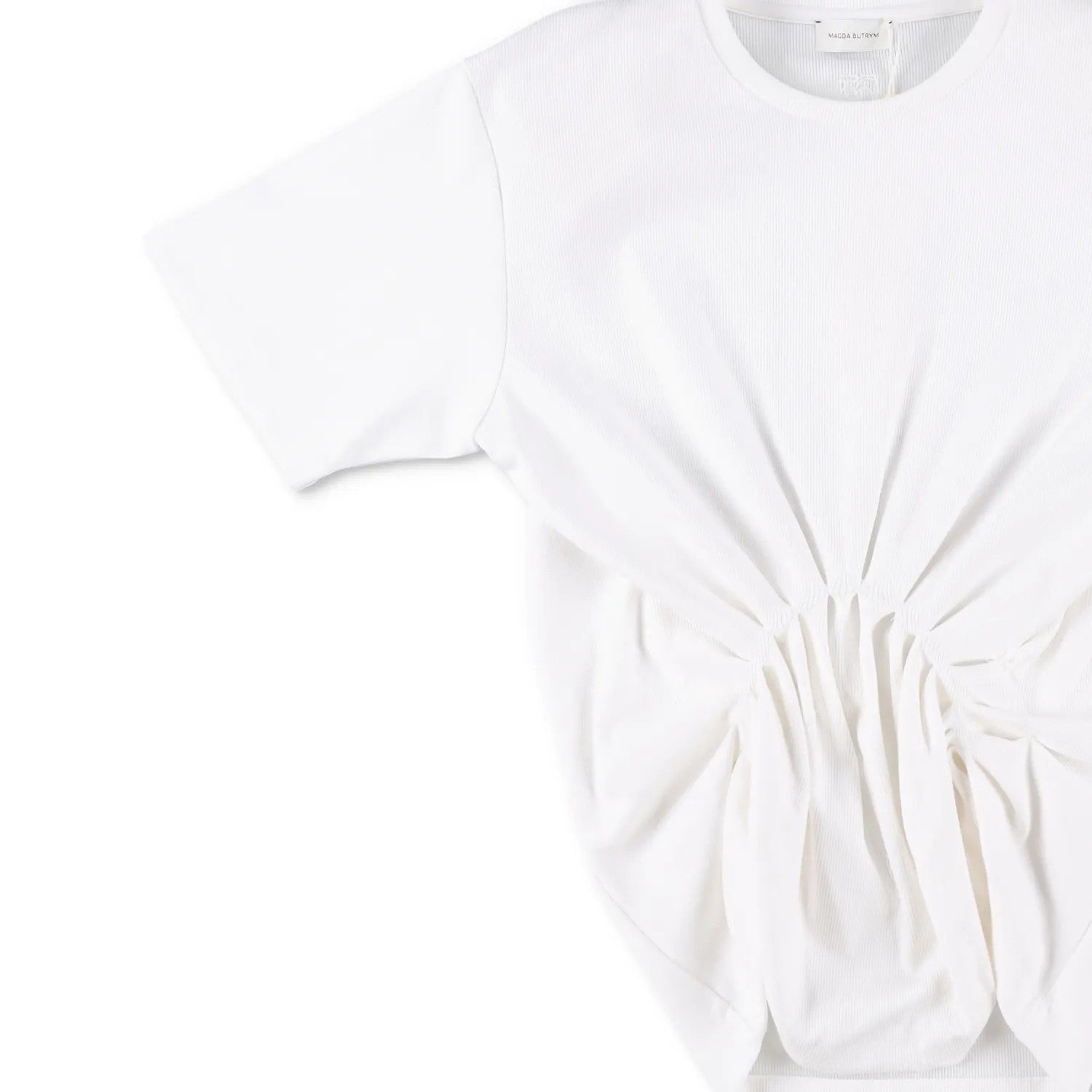 MAGDA BUTRYM Womens Re25 T-Shirt 01 Ruffle Short Sleeve Crop White 34 RRP 330 — View 4
