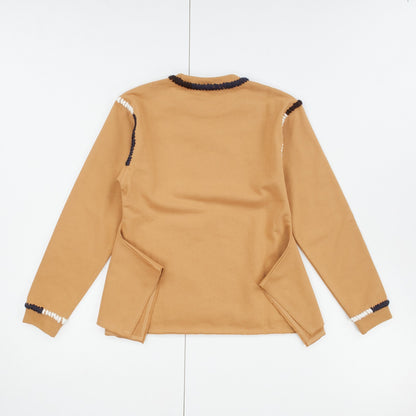 JW ANDERSON Asymmetric Contrast Stitch Crew Sweat Cotton Womens Tobbaco M RRP245 — View 9