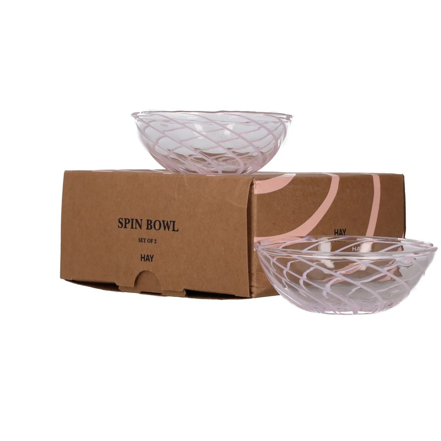 HAY Pink Glass Bowl Set Swirl Pattern Smooth Finish Modern Dining RRP 60 — View 8