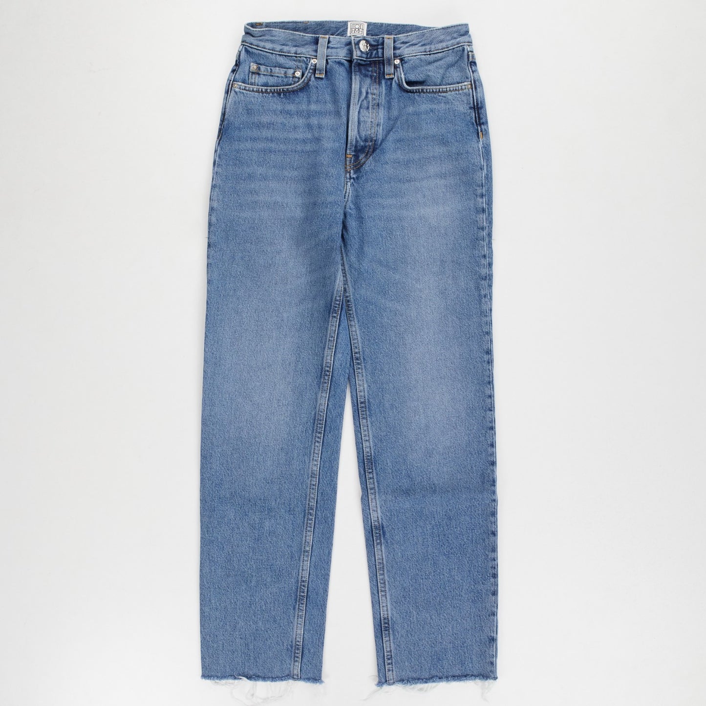 TOTEME Womens Jeans Classic Cut Straight High Waist Cropped Raw Hem W24 RRP240