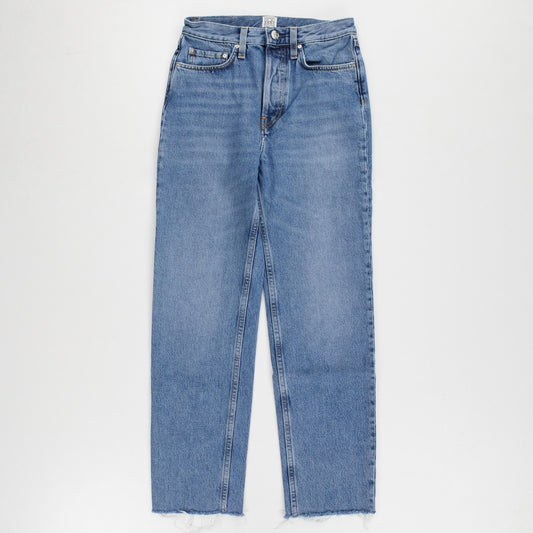 TOTEME Womens Jeans Classic Cut Straight High Waist Cropped Raw Hem W24 RRP240