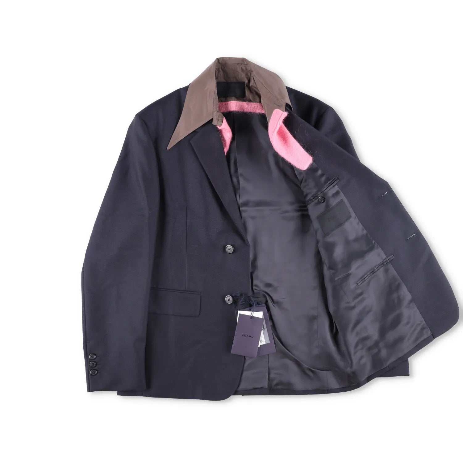 PRADA Mens Panama Mohair Blazer Jacket Dark Blue Blazer Two Button 46R RRP 3300 — View 9