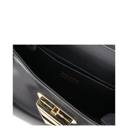 PRADA Womens Spazzolato Brushed Leather Shoulder Bag Black Size M RRP 2650 — View 10
