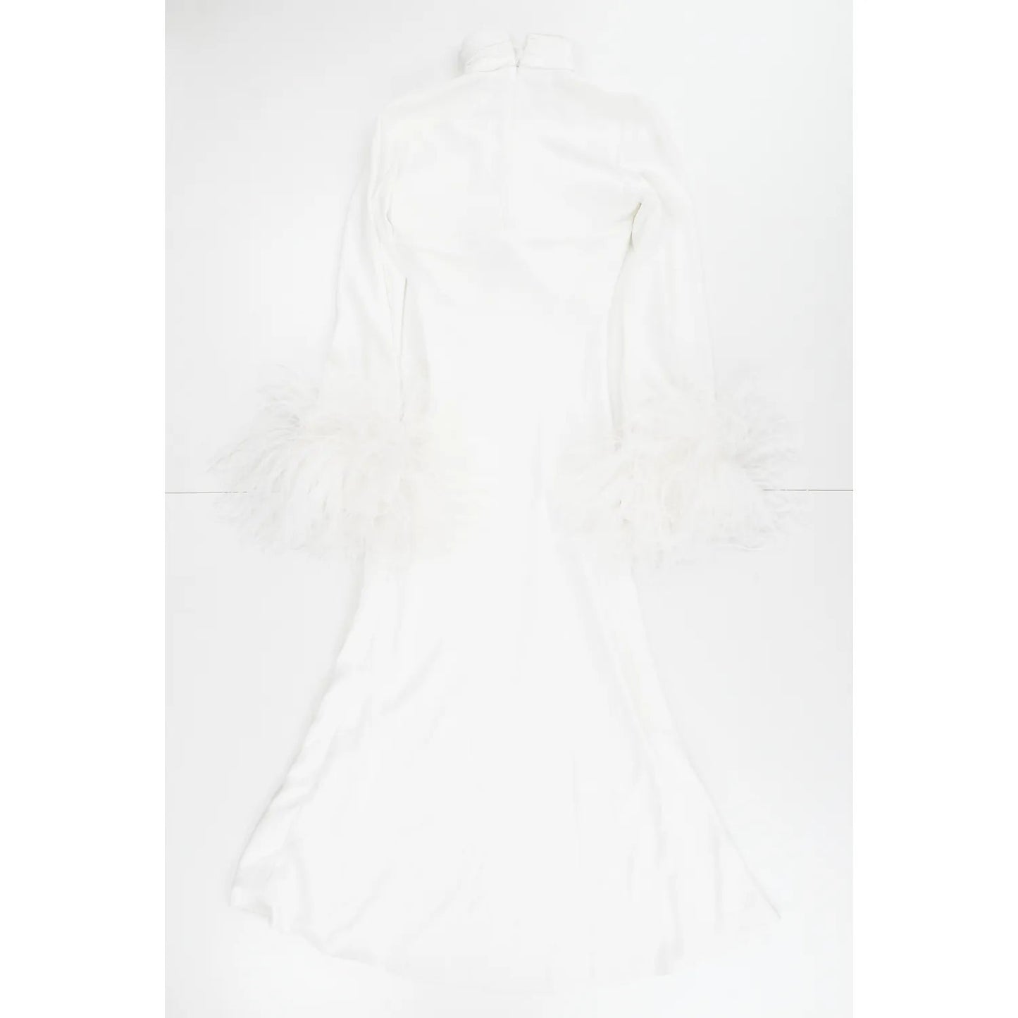 16ARLINGTON Womens Fit Flare White Midi Dress Twist Neck Cut Out Size 8 RRP 950 — View 7