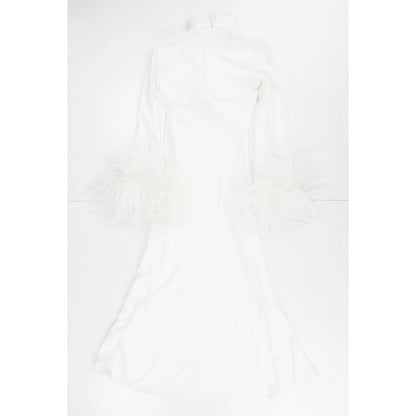 16ARLINGTON Womens Fit Flare White Midi Dress Twist Neck Cut Out Size 8 RRP 950 — View 7