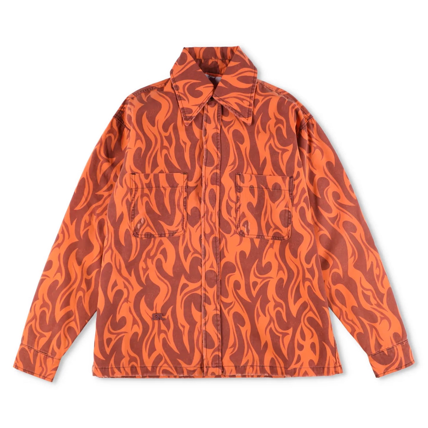 ERL Unisex Canvas Jacket Woven Orange Button Graphic Print Long Sleeve XS RRP450
