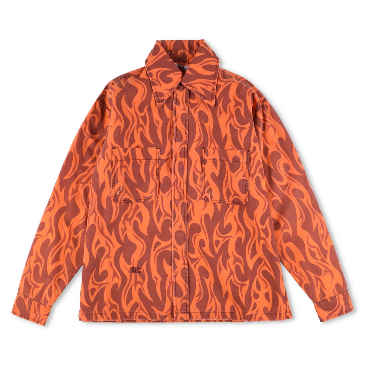 ERL Unisex Canvas Jacket Woven Orange Button Graphic Print Long Sleeve XS RRP450