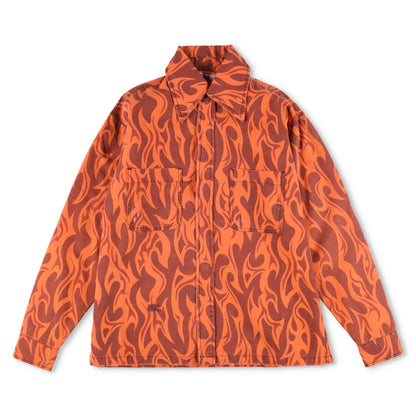 ERL Unisex Canvas Jacket Woven Orange Button Graphic Print Long Sleeve XS RRP450