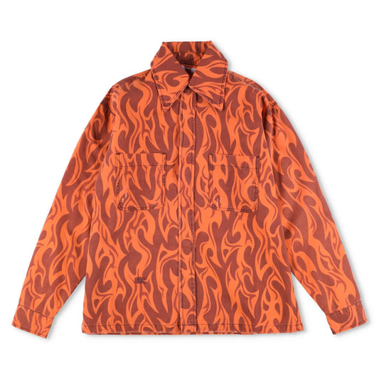 ERL Unisex Canvas Jacket Woven Orange Button Graphic Print Long Sleeve XS RRP450