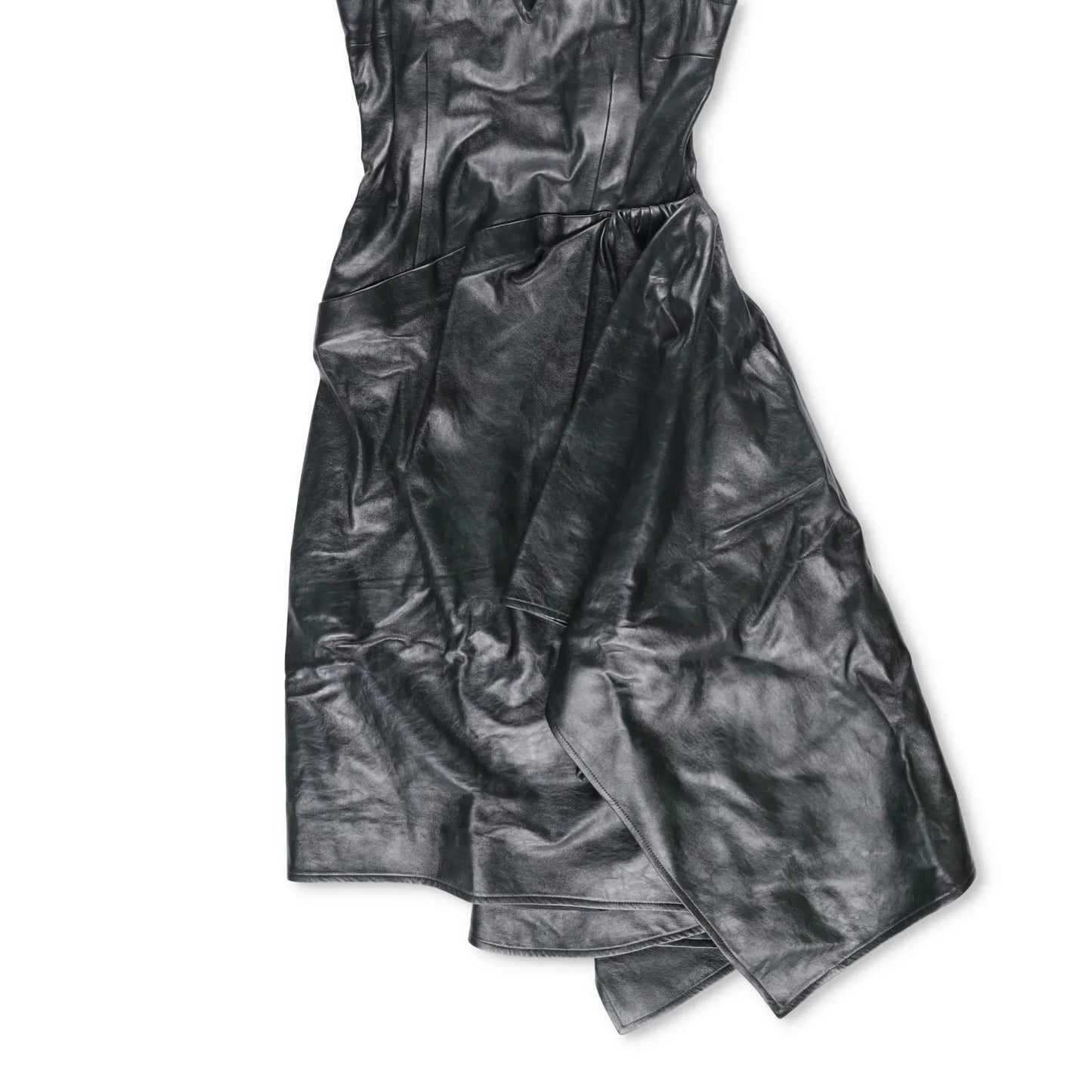 BOTTEGA VENETA Womens Midi Dress Sleeveless Side Drop Leather Black 42 RRP 5200 — View 4