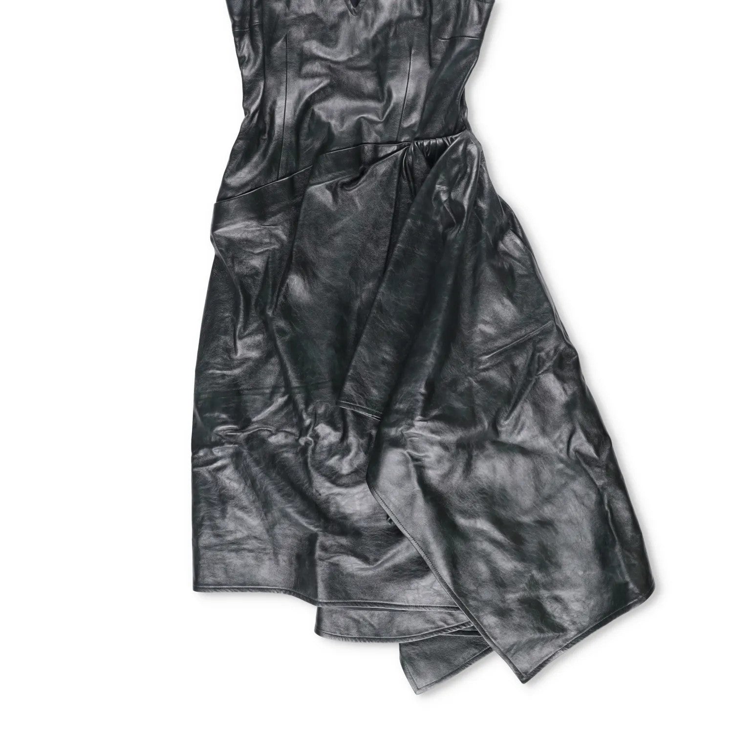BOTTEGA VENETA Womens Midi Dress Sleeveless Side Drop Leather Black 42 RRP 5200 — View 4