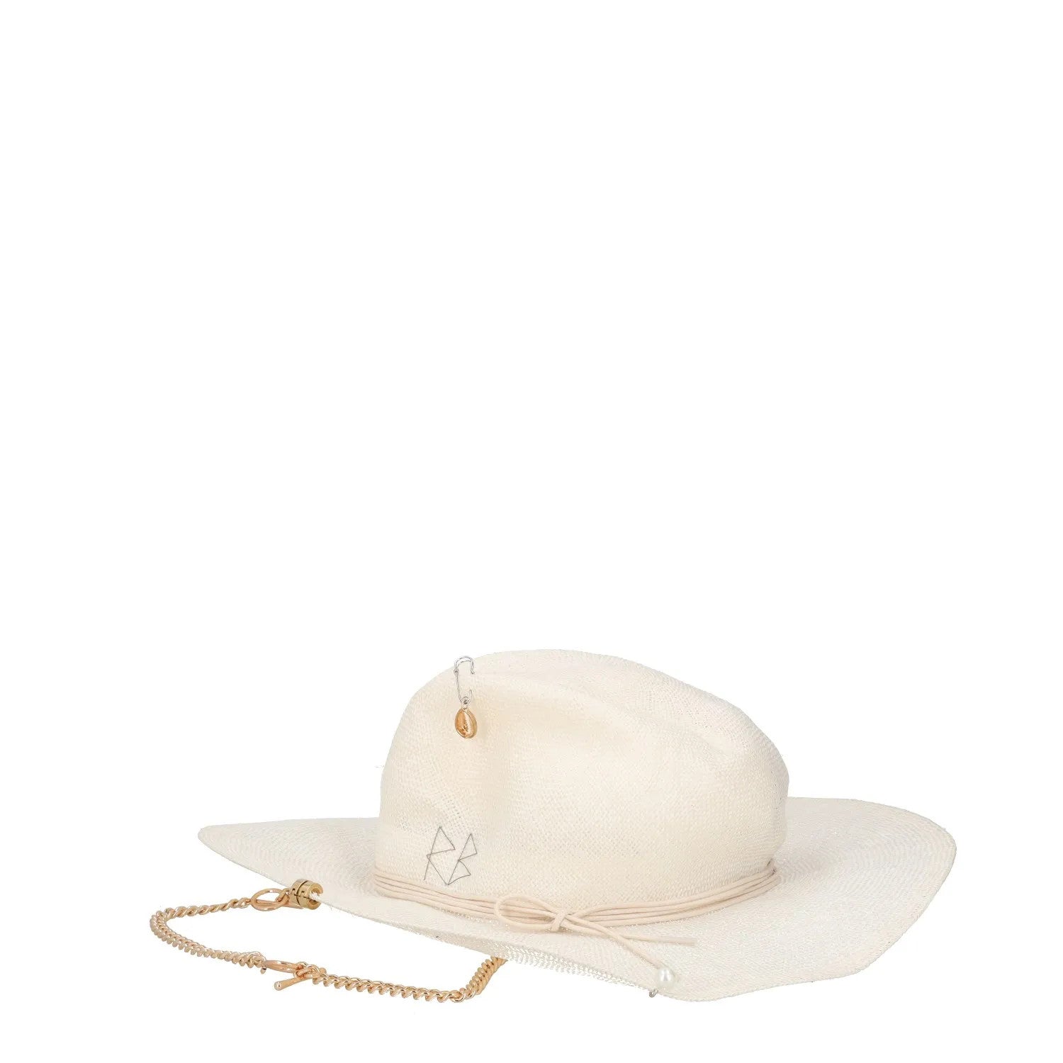 RUSLAN BAGINSKIY Womens Fedora Hat Chain Strap Neutrals Fedoras Size M RRP 345 — View 2